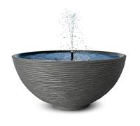 matches21 HOME & HOBBY Juego de fuente solar para exteriores, 45 x 23 cm, cuenco decorativo gris y flotante, fuente de agua para exteriores, fuente de jardín como balcón, baño para pájaros