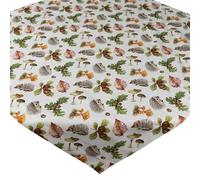 matches21 HOME & HOBBY Mantel otoñal de 85 x 85 cm con diseño de erizos, setas y hojas en color crudo, decoración de mesa para cocina y mesa