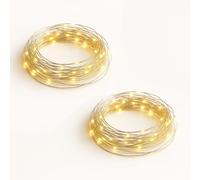 matches21 HOME & HOBBY Mini alambre de 40 luces LED blanco cálido - 2 unidades de 2 m de batería transparente Micro luces temporizador