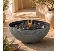matches21 HOME & HOBBY Set de fuente de jardín con energía solar para exterior - gran cuenco de 45 cm gris como fuente de jardín