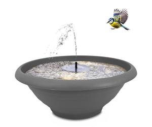 matches21 HOME & HOBBY Set de fuente solar XL para exteriores, cuenco grande de 50 cm en gris como fuente de jardín