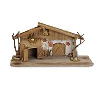 matches21 HOME & HOBBY XXL Belén navideño de madera 60 x 27 cm - Gran pesebre de madera como decoración de ventana interior o mesa