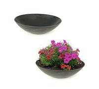 matches21 Home & HOBBYmatches21 maceteros Resistentes a la Intemperie para Exteriores Dos Grandes Cuencos Decorativos de mármol Negro como maceteros para Flores Cuencos de jardín Planos de 25 cm para