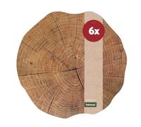 matches21 mesa individuales (Diseño de tronco de árbol Disco aspecto de madera marrón 6 unidades alrededor Ø 38 cm Plástico Espacio Matte undurchlässig borrable limpiar.