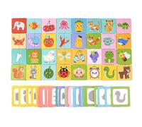 Matching Cards Puzzle Set, Educational Sorting Toy, Wooden Preschool Learning Game, Fun Interactive Brain Training, 52-Piece Design, Classroom Kindergarten, 9.25x6.61x1.57 Inches