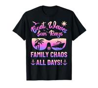Matching Family Boat Waves Sun Rays Family Chaos All Days Camiseta