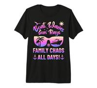 Matching Family Boat Waves Sun Rays Family Chaos All Days Camiseta Premium