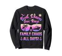 Matching Family Boat Waves Sun Rays Family Chaos All Days Sudadera