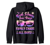 Matching Family Boat Waves Sun Rays Family Chaos All Days Sudadera con Capucha