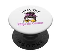 Matching Girls Trip Playa del Carmen México Moño desordenado PopSockets PopGrip Adhesivo