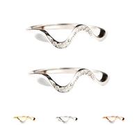 Matching Minimalist Wave Ring, s925 Sterling Silver Self Love Highs and Lows Personalized Ring, Ups and Downs Stacking Encouraged Jewelry for Women Best Bitches Rings for Best Friends (2Pcs-A,8)