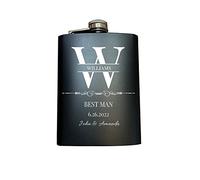 Matchore Party Petaca personalizada de 8 onzas para padrinos de boda,regalos para padrinos de boda de acero inoxidable 304 con grabado personalizado para padrino,novio,padre de la novia,color negro