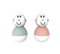 Matchstick Monkey, Bathtime Wobblers, Juguete Antimicrobiano de baño para bebé, fácil de agarrar, Aprendizaje sensorial, 2 wobblers, 12 Meses de Edad, Verde Menta y Rosa Polvoriento