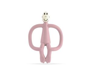 Matchstick Monkey, Original Teether & Gel Applicator, Antimicrobial Silicone Teething Toys for Baby, Easy to Grip, BPA Free, 3 Months Old+, 10.5 cm, Dusty Pink Monkey