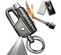 Matchstick Permanente Match Strike con Linterna/Llavero, 10,000 Encendido Flint Matchstick Fire Starter, for Acampar al Aire Libre Supervivencia de Emergencia(Black)