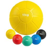 MATCHU - Balón Medicinal - Disponible en 1,2,3,4 y 5 KG - Goma Maciza - Antideslizante - Resistente al Desgaste - 100% a Prueba de Sudor/Agua - (Amarillo - 1 KG)