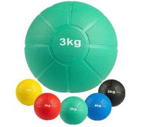 MATCHU - Balón Medicinal - Disponible en 1,2,3,4 y 5 KG - Goma Maciza - Antideslizante - Resistente al Desgaste - 100% a Prueba de Sudor/Agua - (Verde - 3 KG)