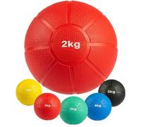 MATCHU - Balón Medicinal - Disponible en 1,2,3,4 y 5 KG - Goma Maciza - Antideslizante - Resistente al Desgaste - 100% a Prueba de Sudor/Agua - (Rojo - 2 KG)