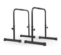 MATCHU - Barras de inmersión ajustables - Parallettes - Ajustable en 75, 82, 89, 96 y 103 cm - Juego de 2 Piezas - Agarre cómodo con Mangos de goma espuma antideslizantes - Acero - Negro