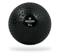 MATCHU - Slam Ball - Balón Medicinal - Disponible en 3, 6, 9 y 12 KG - Relleno de Arena - No Rebota - Agarre Extra - Goma - Negro - (9 KG)