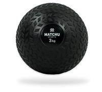 MATCHU - Slam Ball - Balón Medicinal - Disponible en 3, 6, 9 y 12 KG - Relleno de Arena - No Rebota - Agarre Extra - Goma - Negro - (3 KG)
