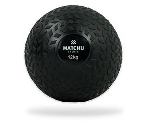MATCHU - Slam Ball - Balón Medicinal - Disponible en 3, 6, 9 y 12 KG - Relleno de Arena - No Rebota - Agarre Extra - Goma - Negro - (12 KG)