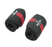 Matchu Sports Wrist wraps - Muñequeras - Muñequeras para el gimnasio - Levantamiento de Pesas, Fitness, Crossfit - Talla única - Material Elástico - Unisex - 2 Piezas - Negro/Rojo