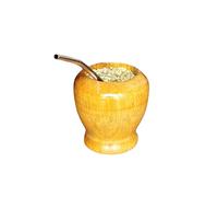 Mate Artesanal Argentino Hecho de Madera de Algarrobo Natural Tallado a Mano, Mate con Bombilla, Yerba Mate Gourd Cup, Mate Becher, Mate Cup