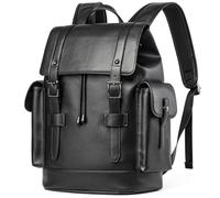 MATE ELAN Mochila de Cuero Hombre Mujer,Mochilas Portatil 15.6Pulgadas,Mochila Ordenador Impermeable,Leather Backpack,Mochila Universidad,Mochila Trabajo Negro para Entreprise,Ciudad,Viaje