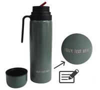 Mate Gaucho Bruno - Recipiente térmico para bebidas con pico vertedor de precisión, asa y tapa de rosca - Para bebidas frías y calientes - Acero inoxidable con revestimiento verde - 1 L personalizable