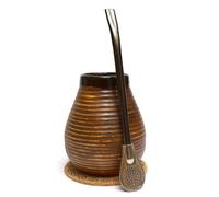 Mate Green Juego de té de mate Yerba ● Taza de cerámica mate de 350 ml ● Pajita de acero inoxidable Bombilla 19 cm ● Calabaza de cerámica hecha a mano ● Taza de cerámica Matetee ● Almohadilla de