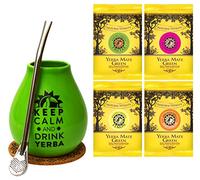 Mate Green Luka Keep Calm - Juego de vasos para té mate, 350 ml, taza de cerámica mate, pajita de acero inoxidable de 17,5 cm, té mate de Brasil, alta calidad, té mate afrutado