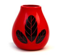 Mate Green Yerba mate té de cerámica Calabaza Hoja Rojo Taza Decorada con Hojas Yerba Mate 350 ml taza