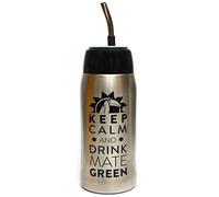 Mate Green Yerbomos 4.0 Black 580 ML for Yerba Mate Tee, un accesorio portátil, funciona como un termo con una botella y mantiene el agua, plateado y negro, 13308
