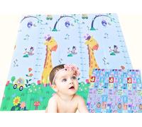 MATE HOME® Alfombra Bebe, 200 x 180 cm, 1,5 cm Grosor, Diseño Infantil, Acolchada de XPE, Reversible y Plegable, Tapete Actividades, Colchoneta para Niños para Juegos en el Suelo (JIRAFA)