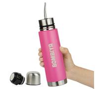 Mate listo con todas sus partes de acero inoxidable - Termo mate 2 en 1 cambiando su tapa es un termo clásico - Automate para tus mates argentinos o terere - A todos lados con vos - 500ml (Fucsia)