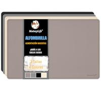 MateeyLife Alfombra Comedero Perro, Silicona Alfombra Comedero Gatos, Impermeable Comedero para Mascotas Borde Elevado, 46x31cm, Gris Pardo