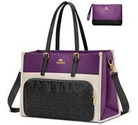 MATEIN Bolso Portatil Mujer con Compartimento para Almuerzo, Maletin Portatil 15.6 Pulgadas Cuero PU Impermeable con Bolsillo Adicional Bolso Mujer Grande para Universidad, Trabajo y Viajes, Morado