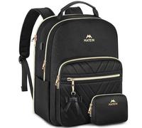MATEIN Mochila Mujer Casual 17 Pulgadas, Mochila Antirrobo Mujer Impermeable Ligera y Elegante Multibolsillos con Puerto USB y Extra Bolsa Organizadora para Trabajo Uso Diario y Viajes, Negro