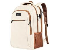 MATEIN Mochila Portatil 15.6, Mochila Ordenador Portatil Mujer Antirrobo Impermeable con Puerto de Carga USB Ligera Laptop Backpack para Negocios, Trabajo, Viaje y Universidad, Beige-Marrón