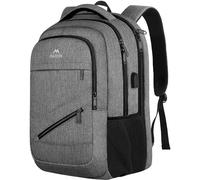MATEIN Mochila Portátil 17 Pulgadas, Grande Hombre Mochila Impermeable Trabajo Viaje Mochilas para Portatil con Puerto USB, Escolares Colegio Antirrobo TSA Backpack para Adolescente Mujer, Gris