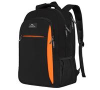 MATEIN Mochila Portatil 17 Pulgadas Impermeable, Mochila Ordenador Portatil Hombre Antirrobo Gran Capacidad con Puerto de Carga USB Laptop Backpack para Trabajo Viaje Escolares, Negro-Naranja