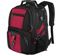MATEIN Mochila Portatil 17 Pulgadas, Mochila Hombre Trabajo Grande 50 Litros Viaje, Gran Volumen Impermeable Antirrobo con Puerto de Carga USB para Trabajo, Negocio, Universitaria, Uso Diario, Rojo