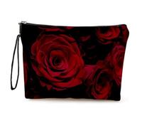 Mateju 2 PCS Estampado Floral Neceser Maquillaje,Neceser Mujer,Neceser Hombre,Doble Cara Neceser Viaje,Portátil para Viaje Bolsas,Neceser Maquillaje Pequeño,para Compras,Viajes (Flor Rosa)