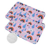 Mateju 2 Piezas Alfombrillas de Entrenamiento para Perros Gatos, Reutilizables Lavables Absorbentes Antideslizante Toallitas Entrenamiento Mascota Almohadilla (45x60CM,Arco Iris)