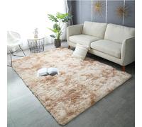 Mateju Alfombra Salon Grande Pelo Largo, Alfombras de Habitacion Alfombras Peludas y Esponjosas Modernas Alfombra Interior Lavable Antideslizante para Habitación (60x200cm,Tie-Dye Camel)