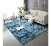 Mateju Alfombra Salon Grande Pelo Largo, Alfombras de Habitacion Alfombras Peludas y Esponjosas Modernas Alfombra Interior Lavable Antideslizante para Habitación (50x80cm,Tie-Dye Azul bruma)