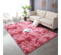 Mateju Alfombra Salon Grande Pelo Largo, Alfombras de Habitacion Alfombras Peludas y Esponjosas Modernas Alfombra Interior Lavable Antideslizante para Habitación (60x90cm,Tie-Dye Rosa)