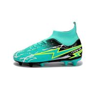 Mateju Antideslizante Botas de Fútbol para Niños, AG Adolescentes Zapatos de Fútbol, 28-38 EU Zapatillas Deportivas Verde, Negro, Gris Transpirable Zapatillas de Fútbol