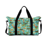 Mateju Bolsa de Viaje 30L, Bolsa de Gimnasia Impresión en Palma 3D, Plegable Travel Bag con Correa Ajustable, Multifunción Equipaje de Mano para Gimnasio, Viajes (Verde Aguamarina,30L)